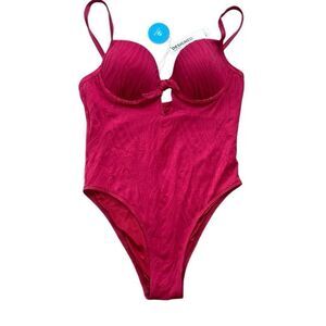 Cupshe Teal Ruffle One Piece Romantic Flattering sexy One Piece Swimsuit L lined